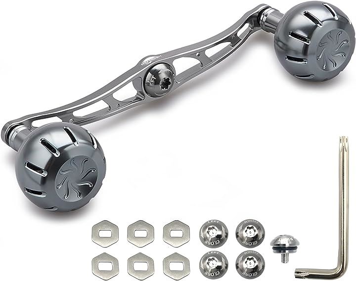 130mm リール ハンドル 35mmノブ搭載 シマノ ダイワ アブガルシア 通用 ベイトリール Chrysant Series 738( ガンメタル)
