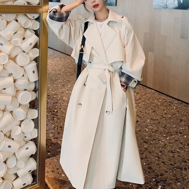２color アウター ロングコート コート トレンチデザイン ロング丈 長袖 チェック柄