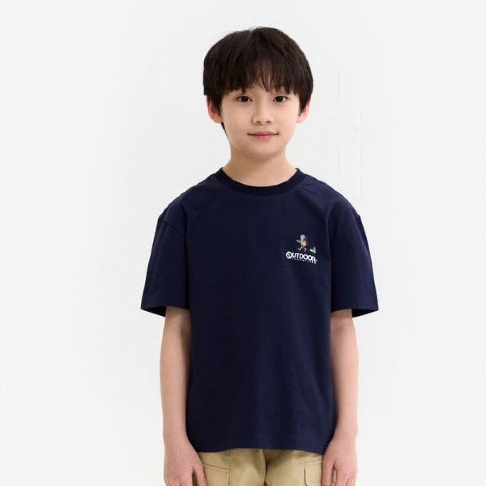 [アウトドア用品キッズ] ハイキングバックグラフィック半袖Tシャツ (ネイビー) OD252ISS09_NVY