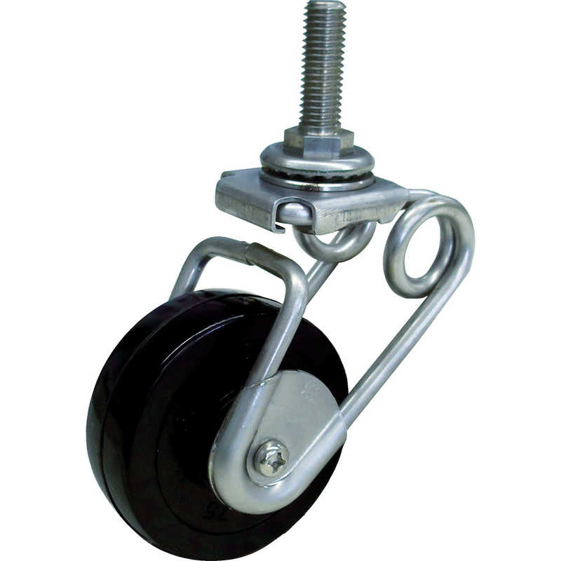 シシクアドクライス　緩衝キャスター5 ステンレス製 自在 ネジ込み 75径 Rゴム車　SUSAJTS6SJ75R