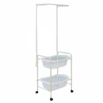 高田ベッド製作所 ハンガー掛付脱衣カゴ（ホワイト） キャスター付き TB-73-28