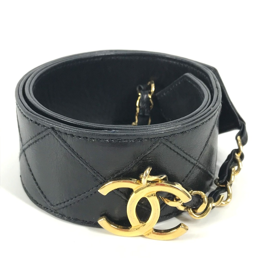 ベルト CC ココマーク チェーン ヴィンテージ キルティング アクセサリー レザー ブラック