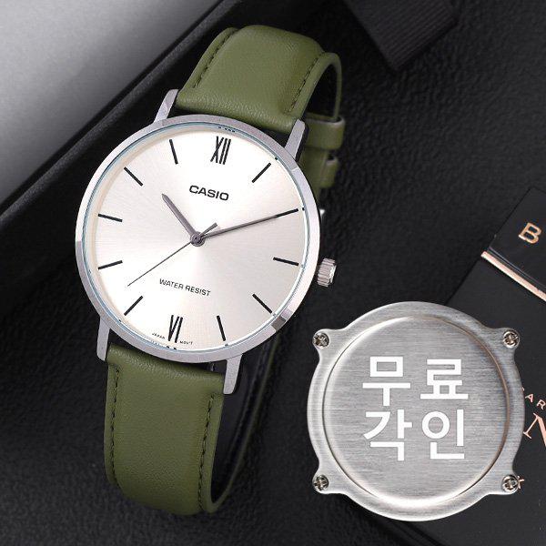 無料刻印 MTP-VT01L-3B カジュアルメンズレザー腕時計 d