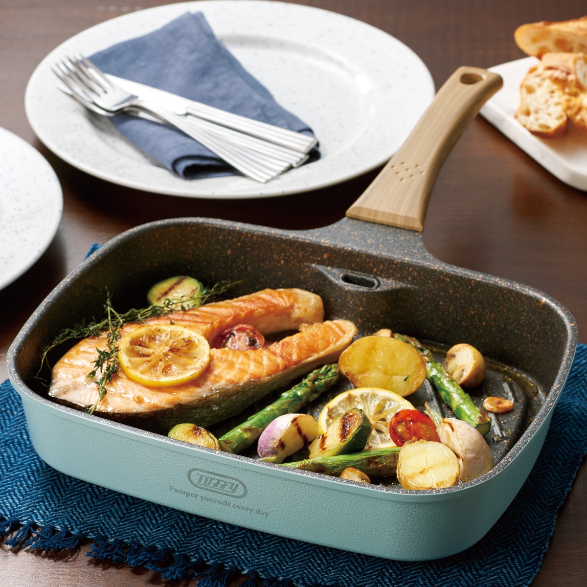 フライパン グリルパン フタ付き スモークレス 魚焼き シンプル 家電 キッチ