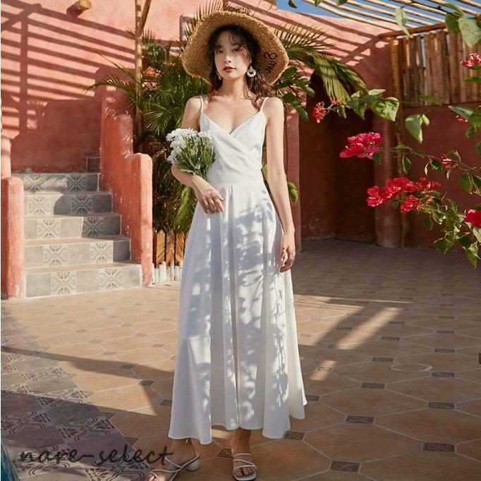 ワンピース 夏 レディース リゾート 海 キャミワンピース サマードレス マキシ丈 マキシワンピース ロング丈 背中開き Aライン デート 20代