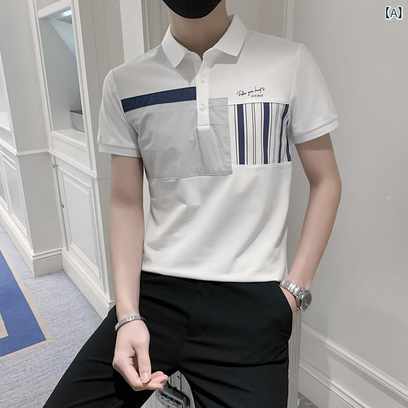 ポロシャツ メンズ スタイリッシュ おしゃれ 紳士服 シャツ 襟シャツ 半袖 夏 クール 薄手 カジュアル