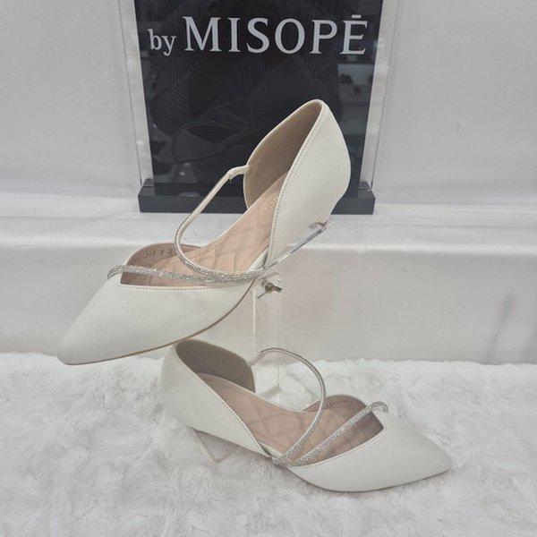 By 女性 ストラップ ポイント パンプス 112HT412YT009 IVORY 1 JJ