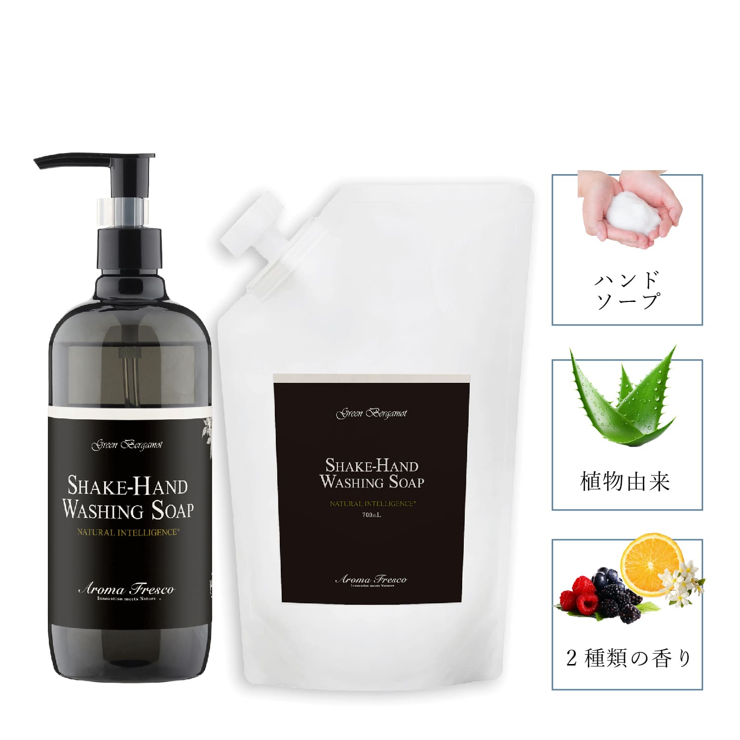 ハンドソープ 本体 詰め替え用 2点セット 石鹸 洗剤 ボトル リキッド 液体 肌にやさしい フレグランス