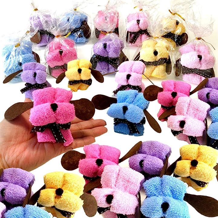 犬 ドッグ シェイプ ミニタオル OPP 包装済み プチギフト 粗品 プレゼント 個別 SW738(50個)