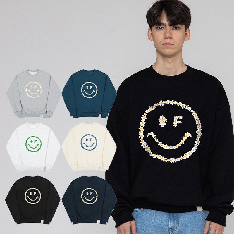 [UNISEX]Multi-Flower Dot Smile Sweatshirt_6color