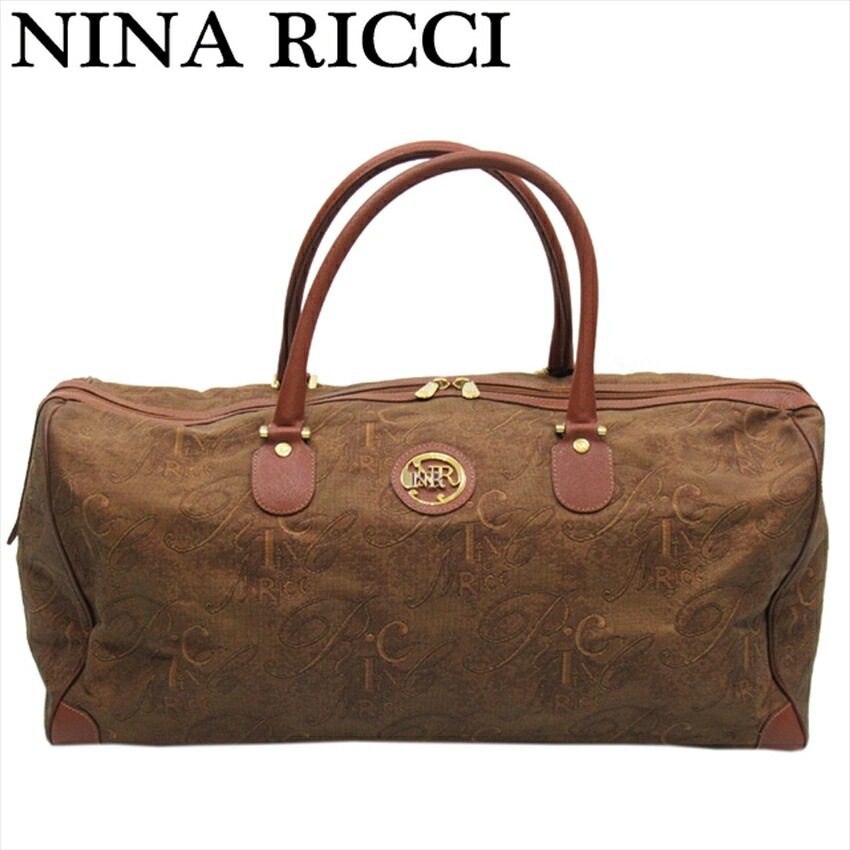 ボストンバッグ トラベル 旅行用 バッグ NRプレート レディース ブラウン ゴールド シルバー 中古