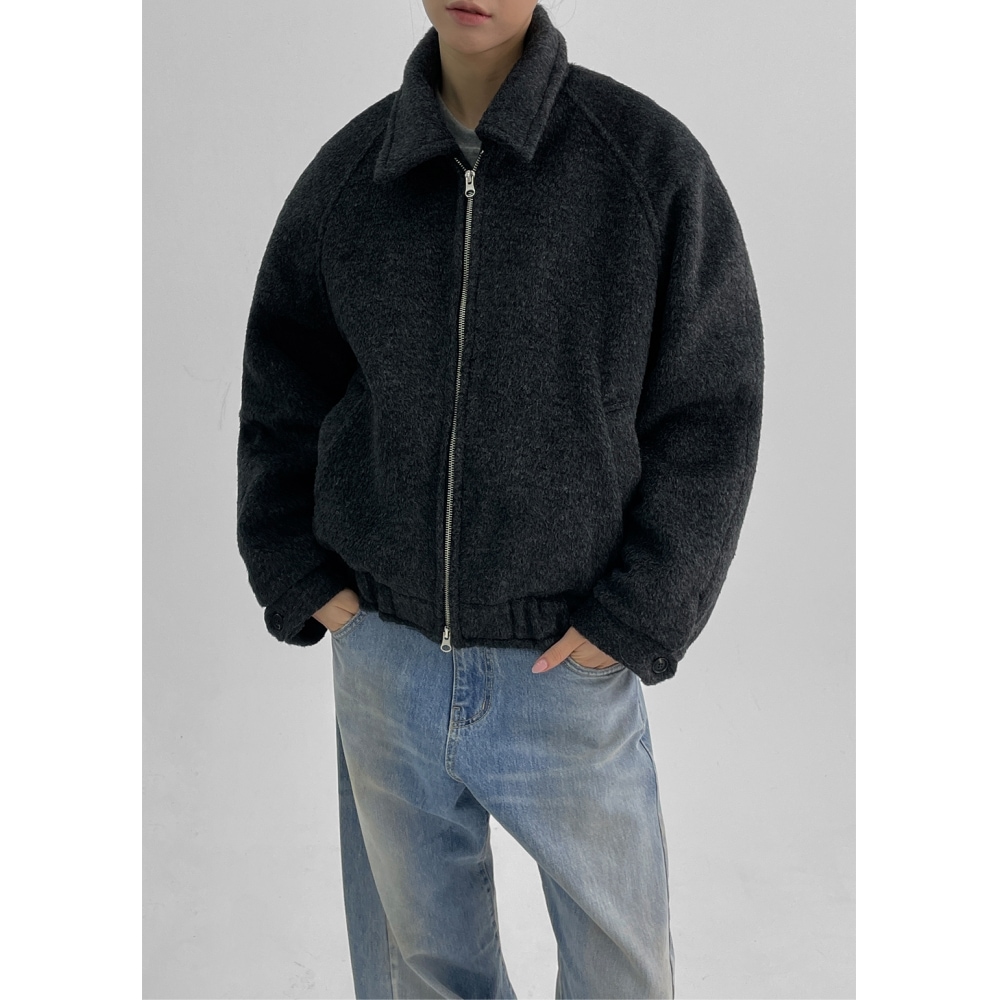 ブラックアップナツミツーウェイブルゾンジャンパー (35% ウール)