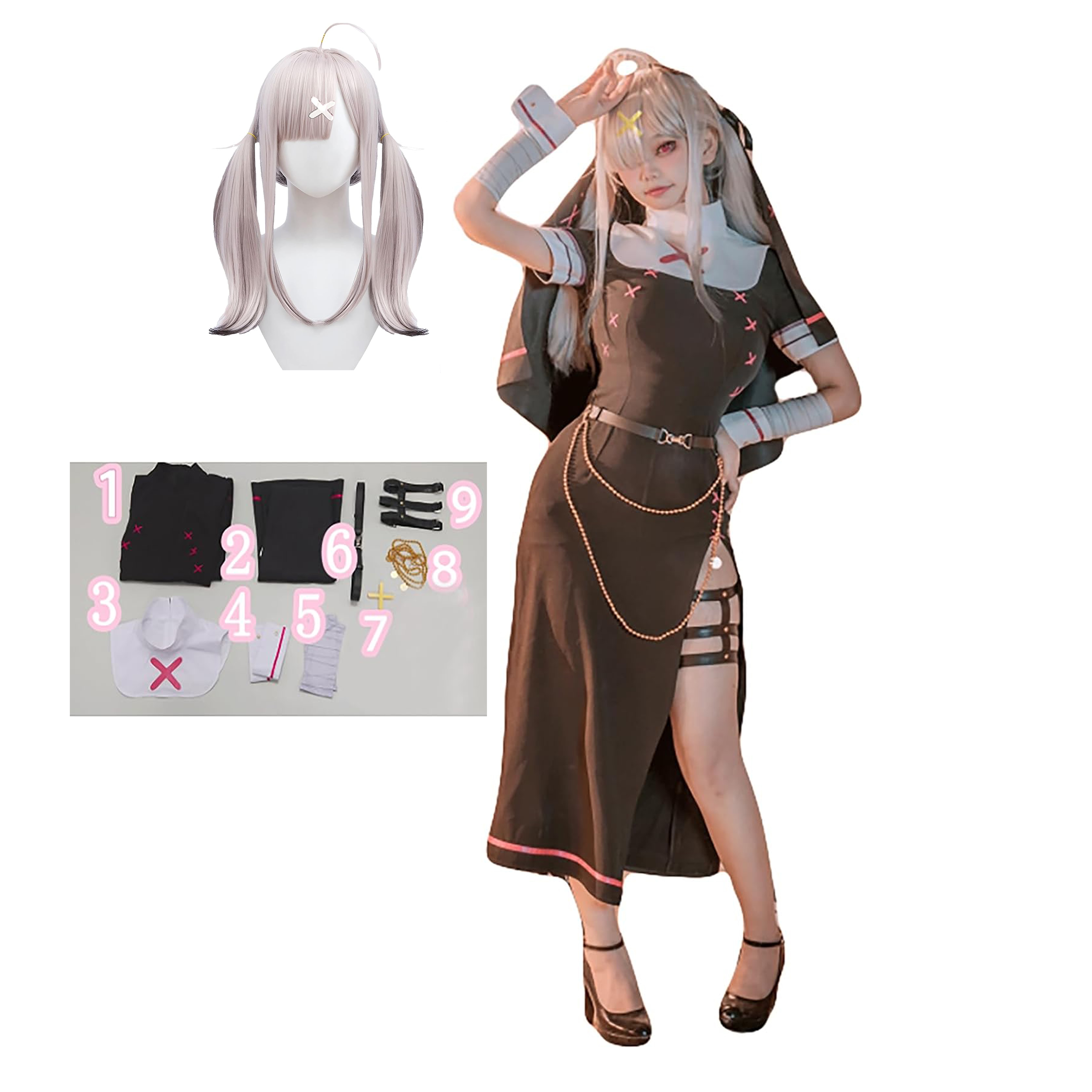 健屋花那 コスプレ 衣装 仮装 バーチャル YouTuber vtuber ハロウィン 学園祭 イベント プレゼント 贈り物 コスチューム 変身 Cosplay 仮装 コスプレ衣装 衣装＋ウィッグ