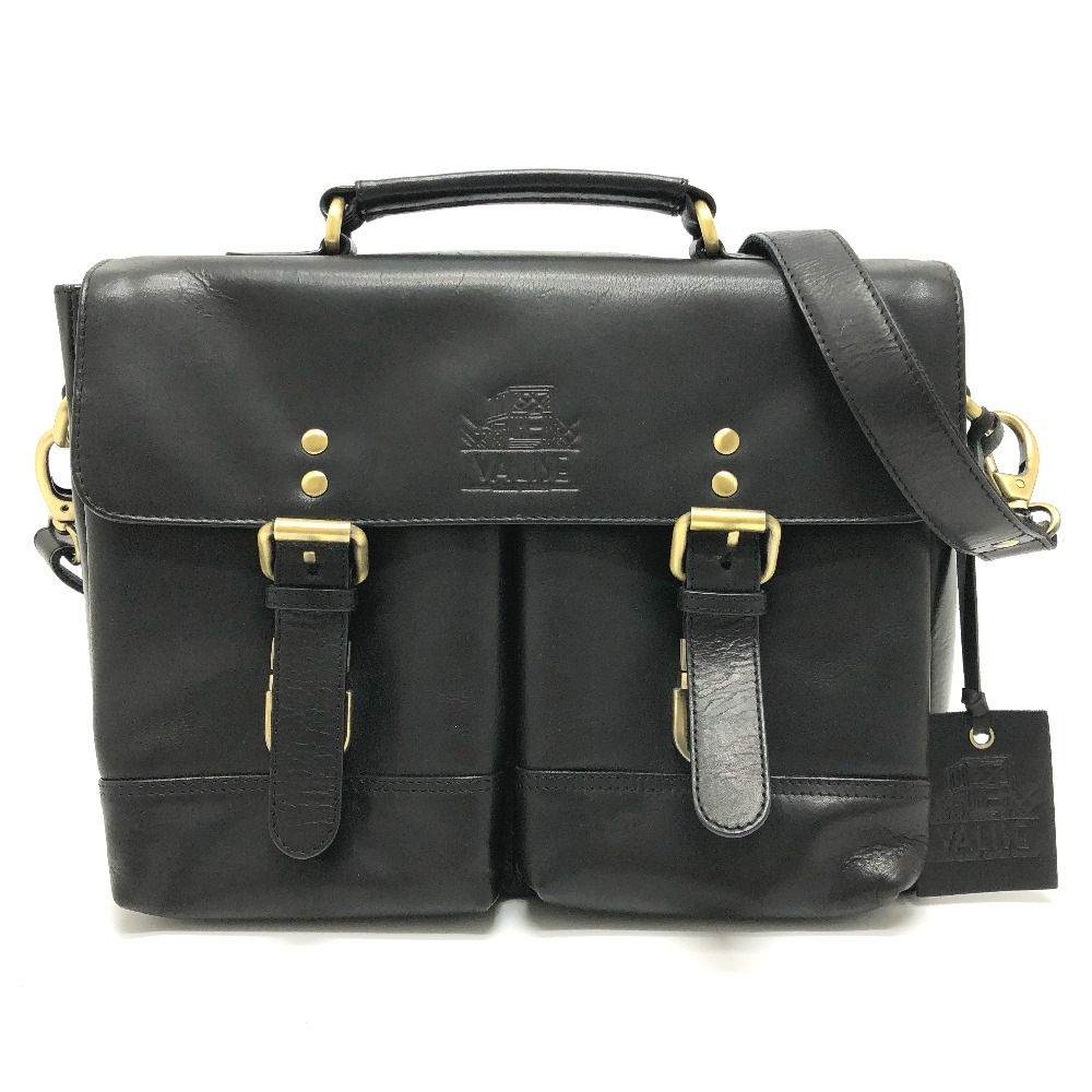 ハンドバッグ Ｗポケット VALISE バリス カバン 2WAY サッチェルバッグ ショルダーバッグ 斜め掛け レザー ブラック
