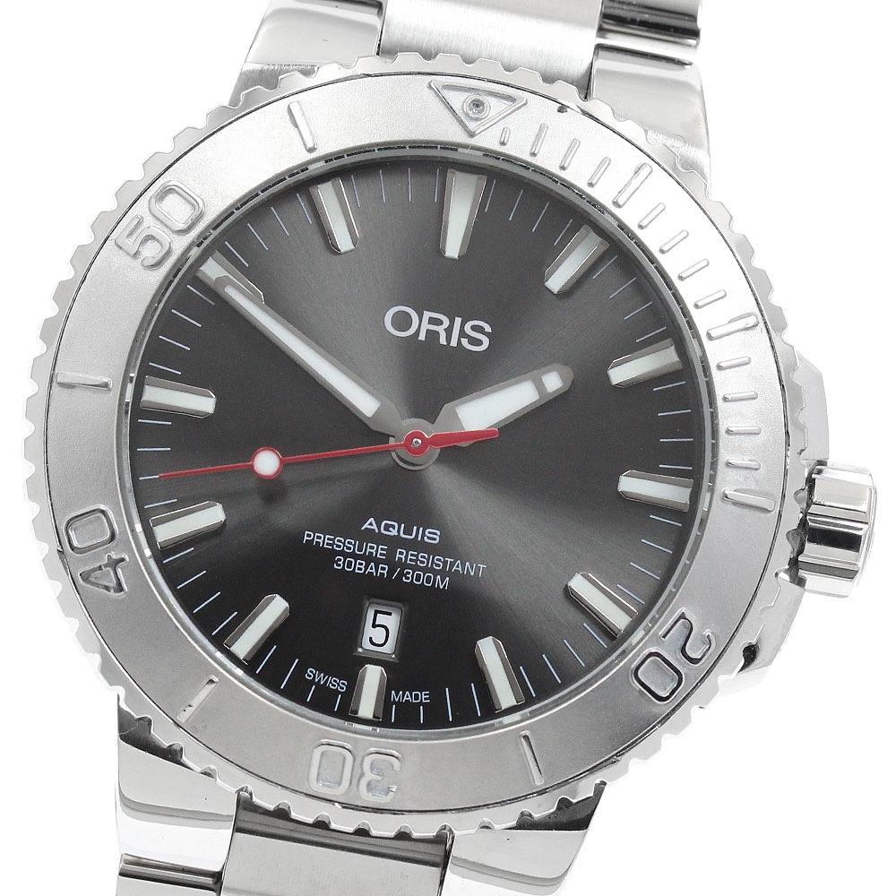 オリス ORIS 01 733 7730 4153-07 アクイス デイト レリーフ 自動巻き メンズ 良品 _943429【中古】