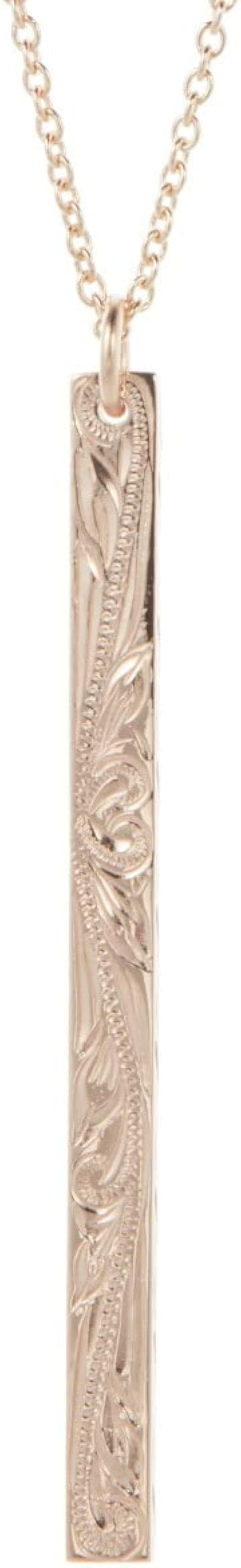 Piena ピエナサージカルステンレス316L ハワイアンジュエリー ロング バー 槌目 リバーシブル スクロール ネックレス ピンクゴールド 50cm(ピンクゴールド 50cm) 7,992円