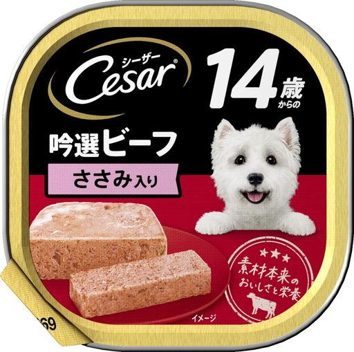 シーザー シニア犬用 14歳からの 吟選ビーフ ささみ入り 100G×24個 (まとめ買い) [ドッグフード・ウェット]