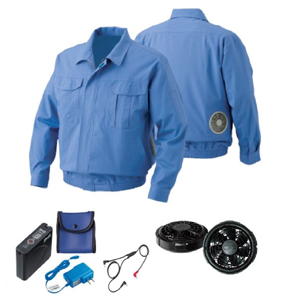 KU91730 空調服 綿 難燃性 FAN2300B/LISUPER1セット ライトブルー L