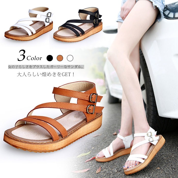 16新発売サンダル ローマ靴 オープントウシューズ レディース 厚底サンダル ウェッジソール 美脚 ローマ靴 厚靴底 サンダル レディース 快適 疲れない カジュアル靴 ローマグラディエーターサン レディースファッション