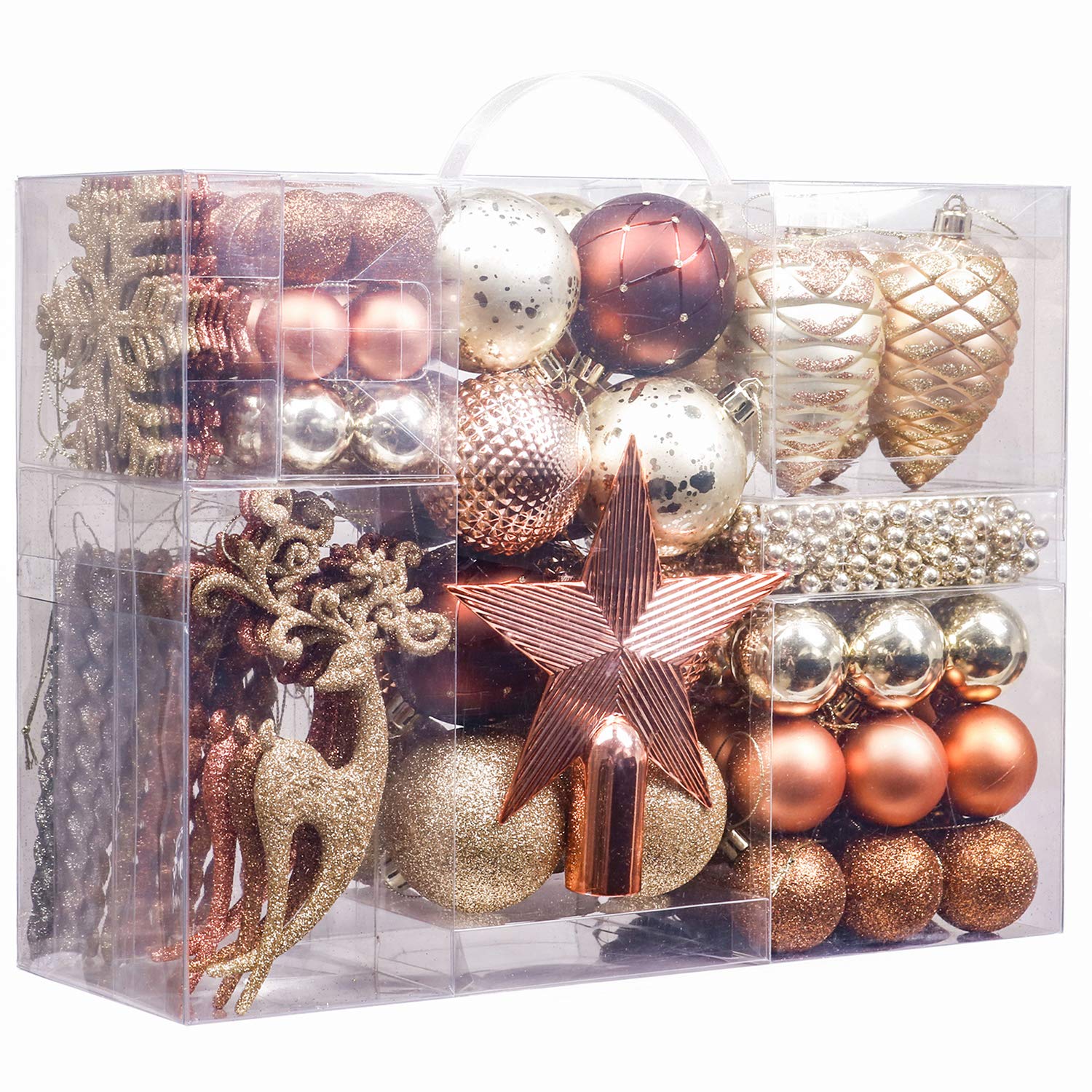Valery Madelyn クリスマス オーナメント クリスマス ボール 100個入りセット クリスマス 飾り ユーロッパ風 北欧風 ゴールド・コッパー 森のコッパー おしゃれ クリスマス 雑貨 飾その他