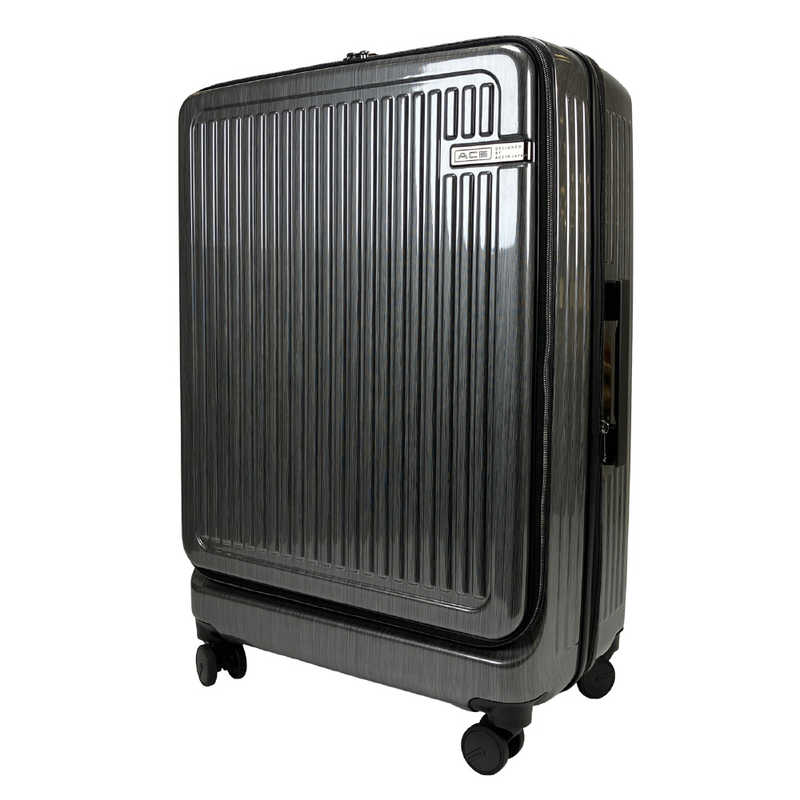ACE　DESINED BY ACE IN JAPAN フロントオープンラゲージ 87-97L 拡張型サイズ ［TSAロック搭載］ ヘアラインブラック　ACE-548302