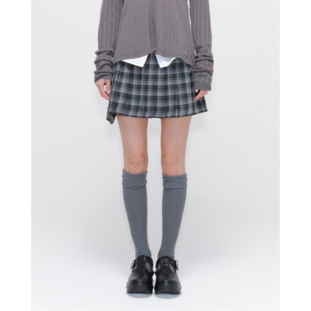 MISEKI SEOUL Pocket layered check skirt CHARCOAL MSK251S