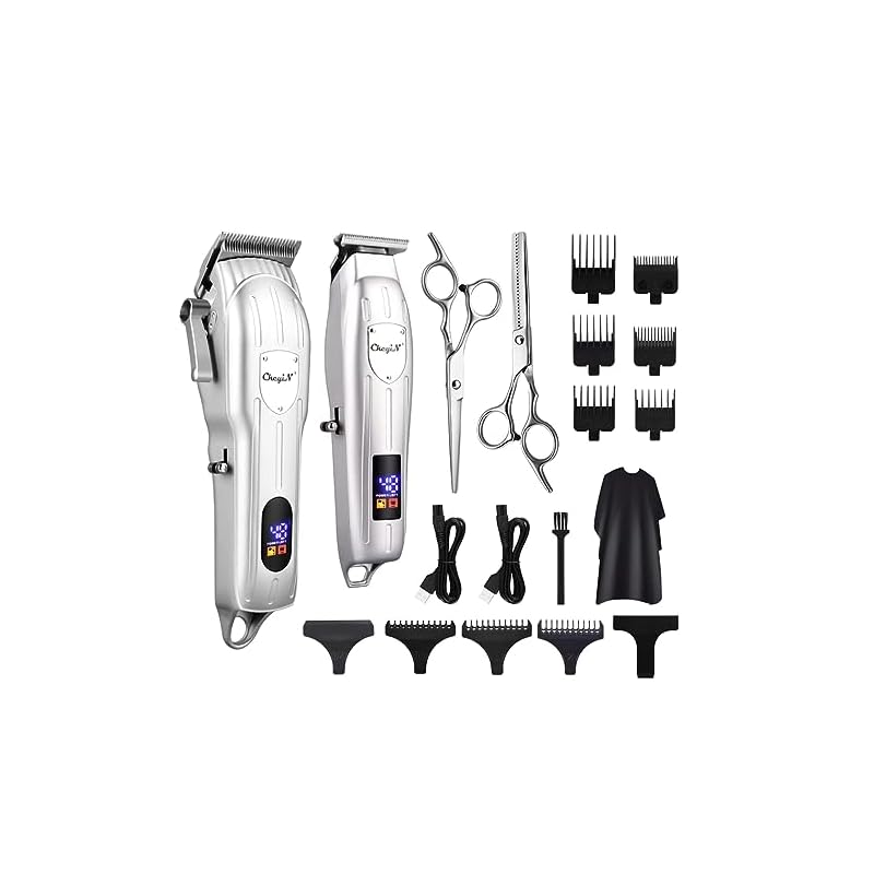 CkeyiN 電動バリカンセットヘアカッター USB充電 低騒音 精密彫刻T字 電動バリカン ヒゲトリマー もみあげ用 デザインバリカン 充電と注油提示 メンズ 子供 家庭 業務 ショートヘア用…