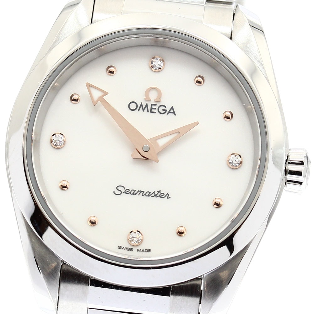 オメガ OMEGA 220.10.28.60.54.001 シーマスター アクアテラ 4Pダイヤ クォーツ レディース 保証書付き_890188【中古】 151,800円