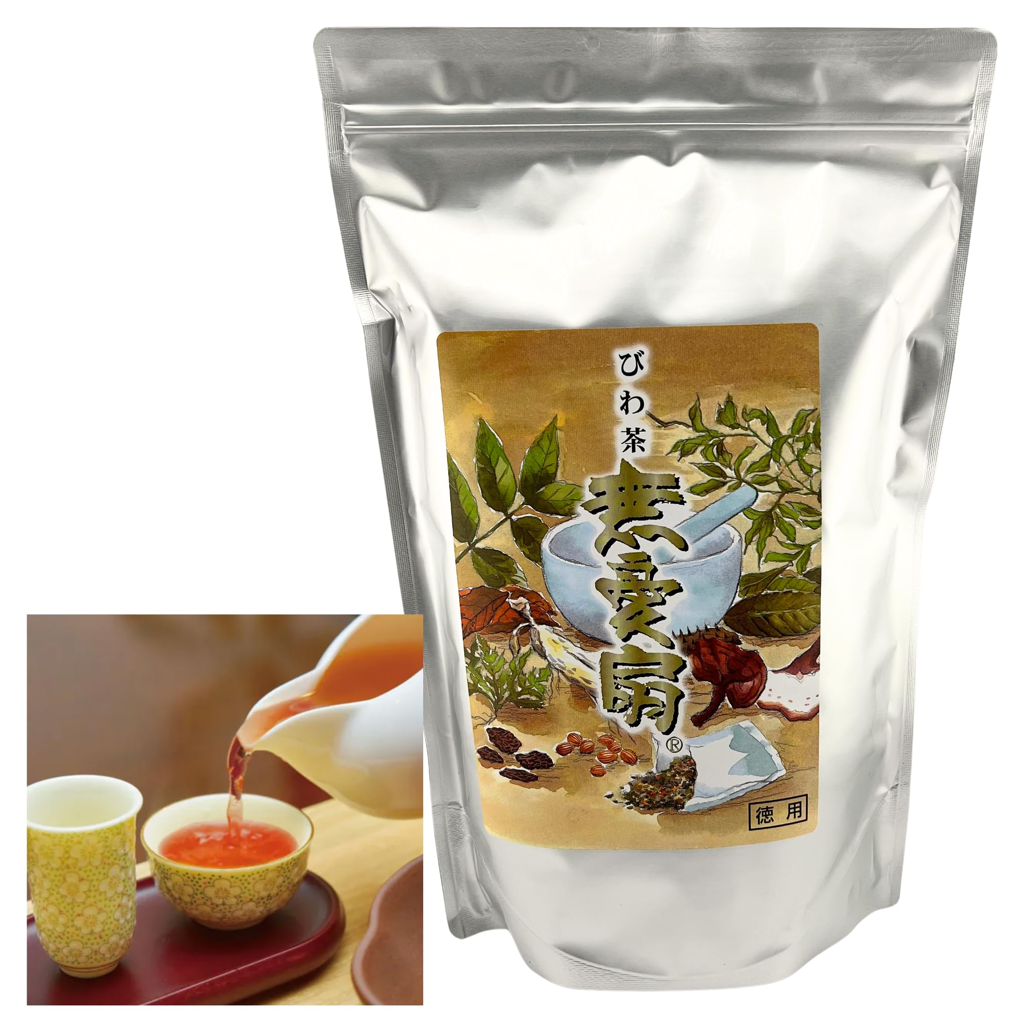 【漢方医推奨】 ビワ茶 びわ茶 枇杷茶 ブレンドティー 健康茶 無憂扇 むゆうせん 国産 無香料 無着色 徳用 ティーバック 10g×50包 (500g) 10種類の天然素材をブレンド まろやかな味と