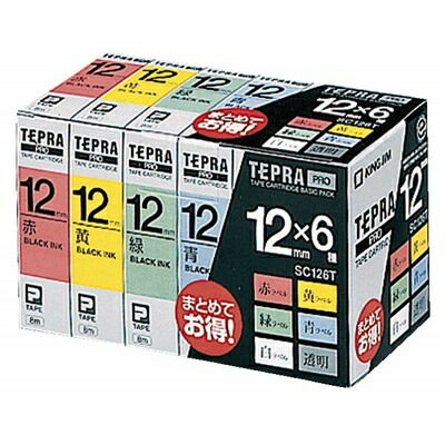 テプラ Pro キングジム テープ カートリッジ ベーシック6種セット 幅12mm