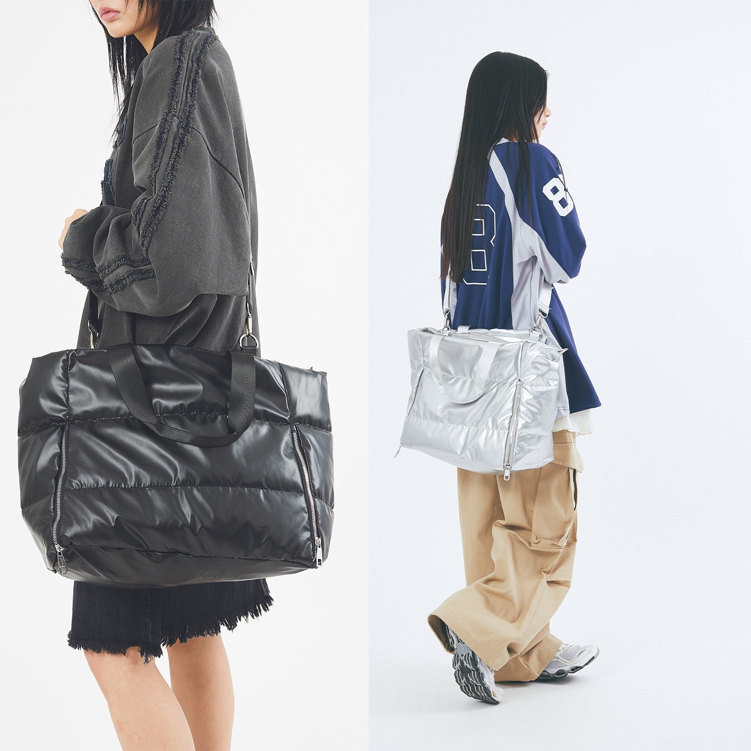 【韓国ベストグッズ】ビッグパディングショルダークロスバッグ