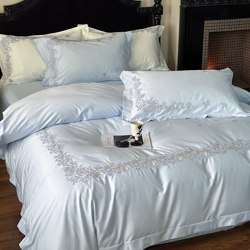 フレンチレトロ100 S綿綿全綿4点セット軽量贅沢刺繍綿布団カバー寝具シーツ