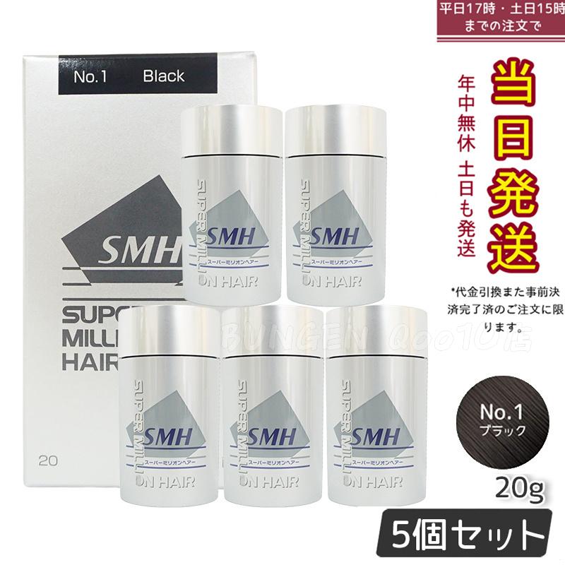 【5個セット】ルアン スーパーミリオンヘアー 20g No.1 ブラック 髪 頭 薄毛隠し 薄毛 分け目 つむじ ボリューム 男性 女性 白髪かくし