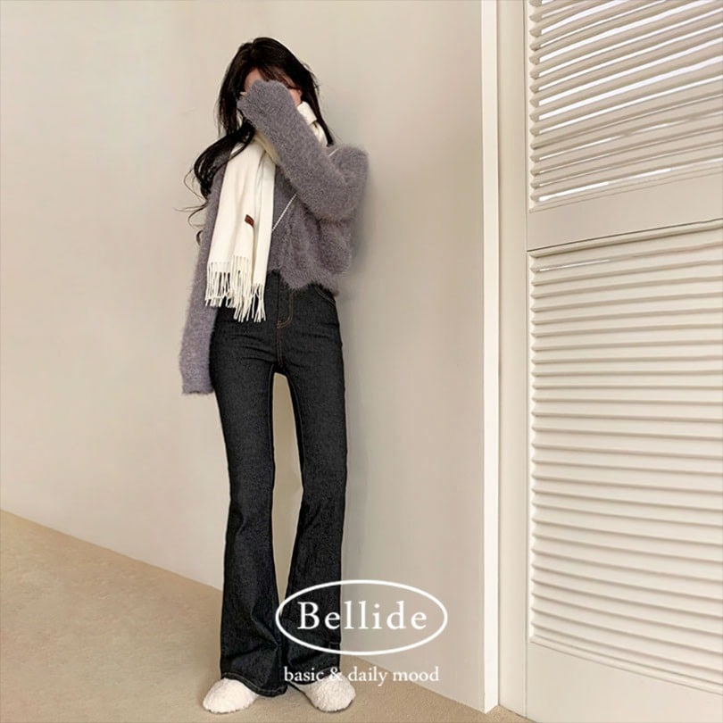 韓国の女性ファッション/[MADE]色移りX,ノンフェードブーツカットデニムパンツpt1295