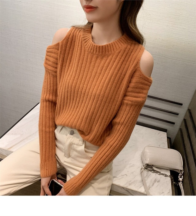 【送料無料】レディース 肩あきオフタートルニット トップス セーター 大人可愛い ママコーデ