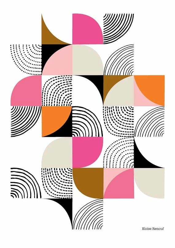 ELOISE RENOUF CURVES (pink) A3 アートプリント/ポスター