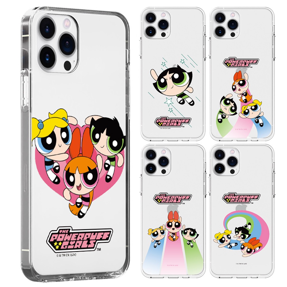 パワーパフガール 透明ゼリーケース iPhone 15 14 13 プロマックスミニギャラクシーS24 ウルトラプラス携帯