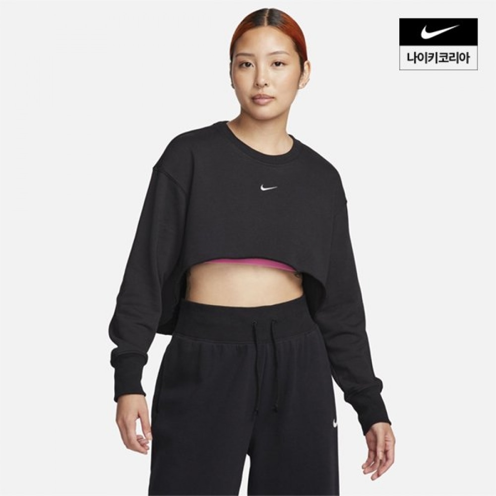 女性用ナイキスポーツウェアフレンチテリークルーネッククロップトップ FB8265-010 8,551円