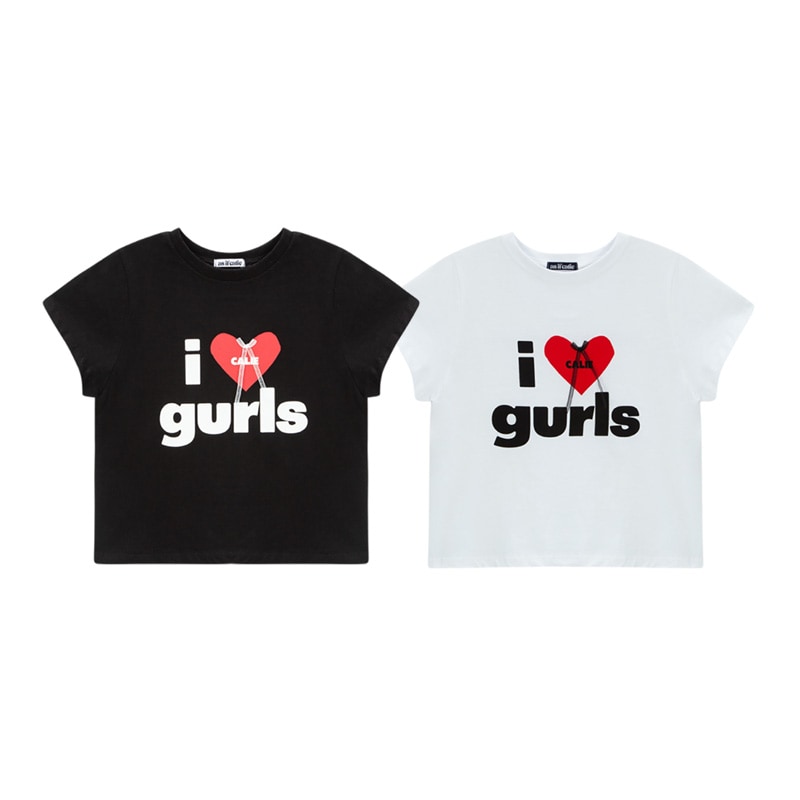 [少女時代 テヨン 着用] CALIE GURLS T-SHIRT 韓国 アイドル 半袖 Tシャツ レディース クロップド丈 トップス