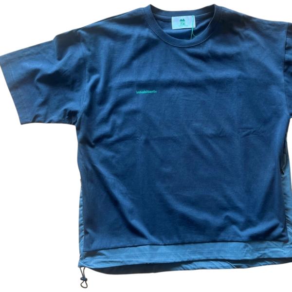 【INHABITANT】切り替え T-SHIRT／綿×ナイロン異素材切替／ユニセックス／INH-25003 CHARCOAL