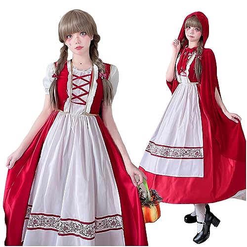 [] ハロウィン コスプレ 赤ずきん 大人 レディース 豪華 可愛い 赤ずきんちゃんコスチューム 大きいサイズ 衣装 マント ワンピース エプロン 童話 キャラクター 仮装 パーティー イベント 文化