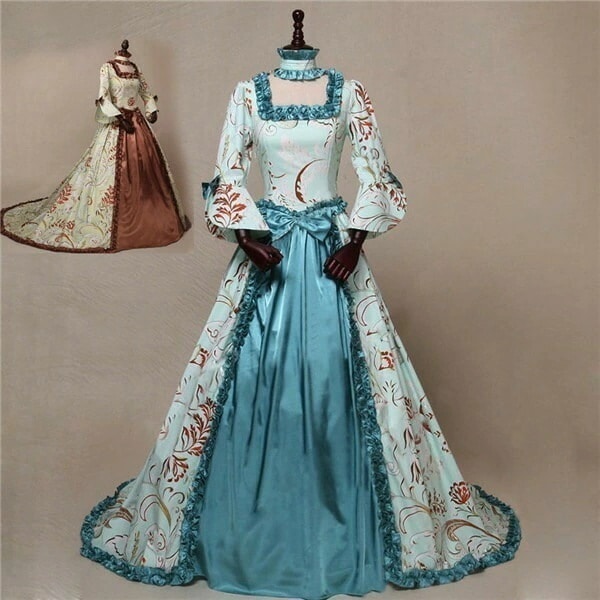 【激安開催！】豪華ロングドレス ステージ衣装としても最適 お姫様ドレス ハロウィンHalloween 大きいサイズ ドレス プリンセスライン 貴婦人 貴族 服 プリンセスラインお姫様ドレス 青 茶色