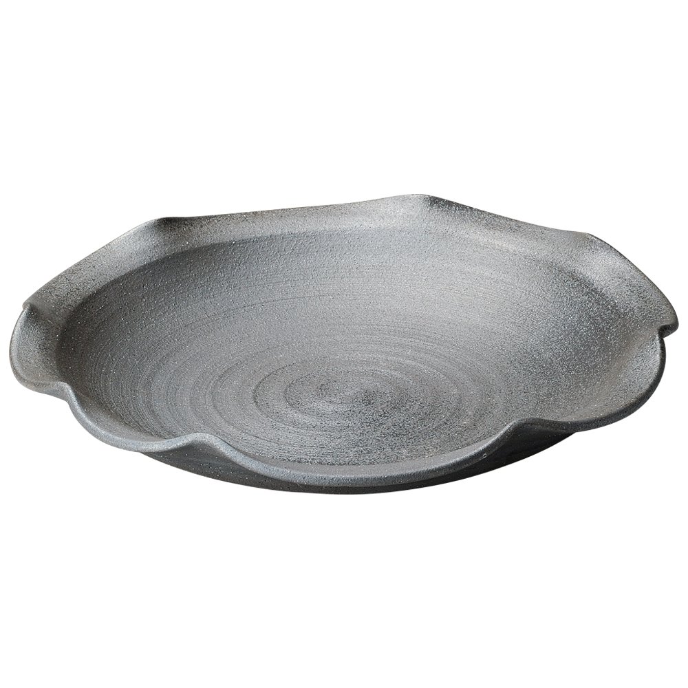 山下工芸 大皿 黒 φ41×9cm 黒銀彩13.0輪花皿 14067970 13,680円