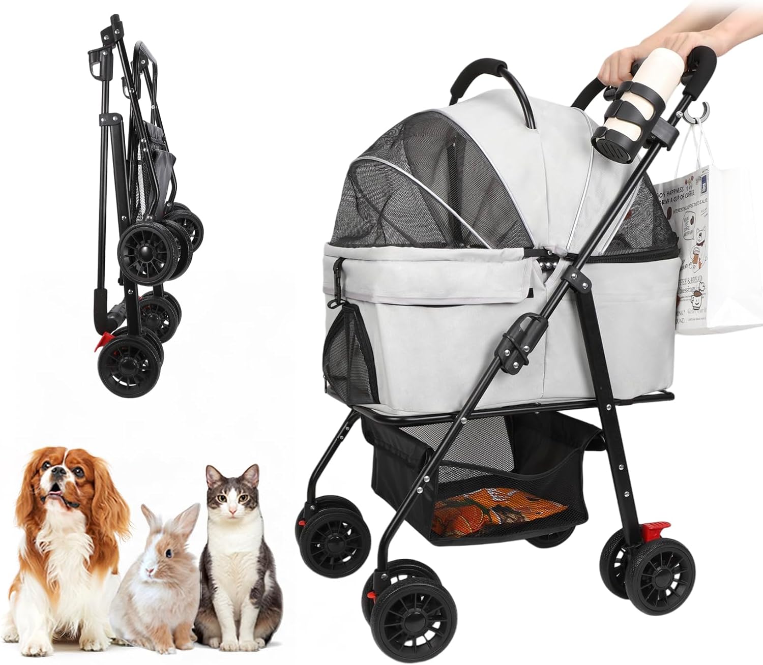 【ペットともっとお出かけ楽しむ！】チチロバ(Titiroba) ペットカート 分離式 犬 カート 3WAY 犬用 ベビーカー ペットバギー ワンタッチ折り畳み 対面式 フルオープン