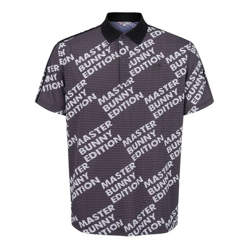 [マスターバニー] メンズダイアゴナルレタリングロゴクーリング半袖ポロTシャツ