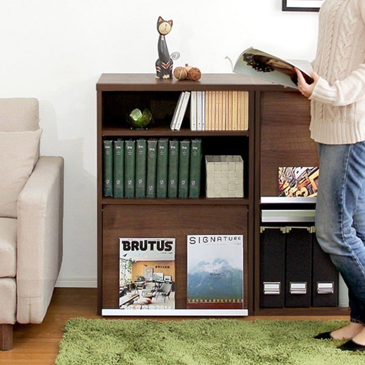 収納家具DEALS-ディールズ- フラップ扉1枚タイプディスプレイラック 本棚 フラップチェスト 7,636円