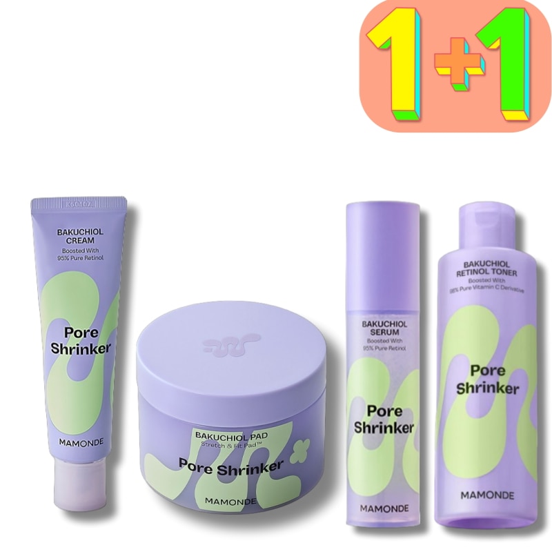 [1+1]ポアシュリンカーバクチオールクリーム60ml/ポアシュリンカー バクチオールレチノール トナー200ml/バクチオールセラム50ml/ バクチオールクリームパッド70枚