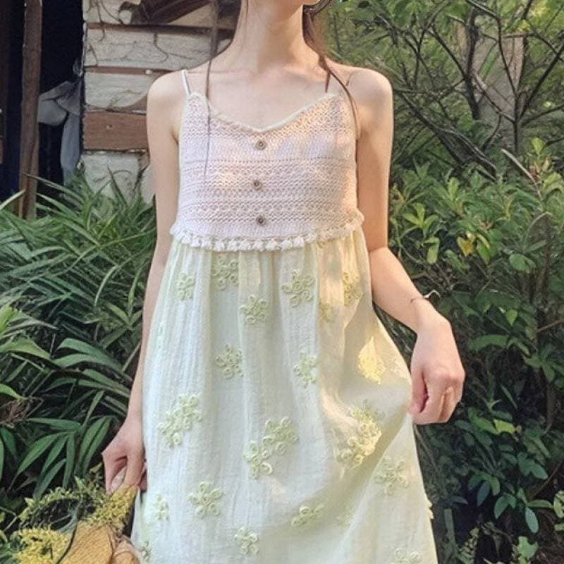 高評価!超人気 夏 フラワースプライシング サスペンダー スカート ミドル丈スカート女性 6,334円