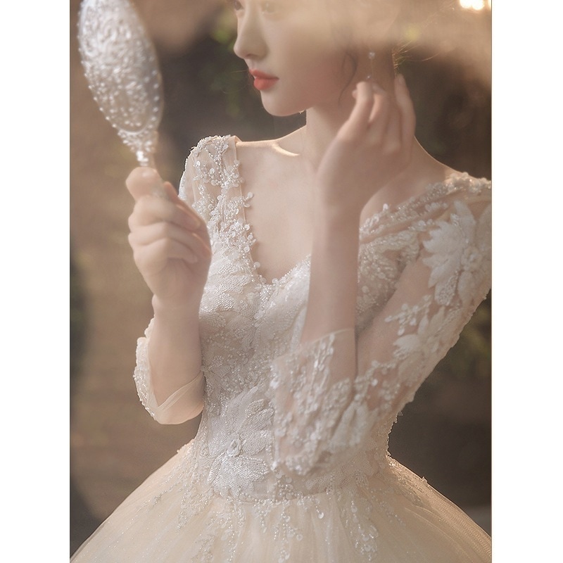 【高.品.質】2024 新作 高級感 気質 ワンピース 結婚式 ドレス 花嫁ロングドレス 結婚式ワンピース 韓国ファッション パーティードレス ウェディングドレス 白180