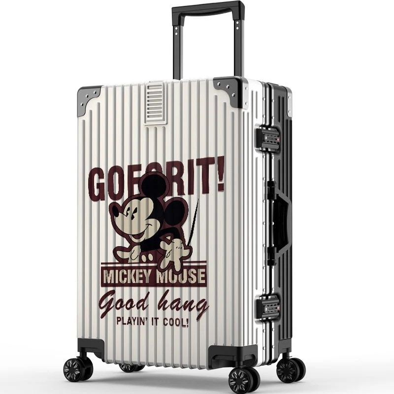 【3日間送信】ディズニーミッキー新型落書きスーツケース女子学生ミッキーマウスアルミ枠暗号箱スーツケース男性大容量